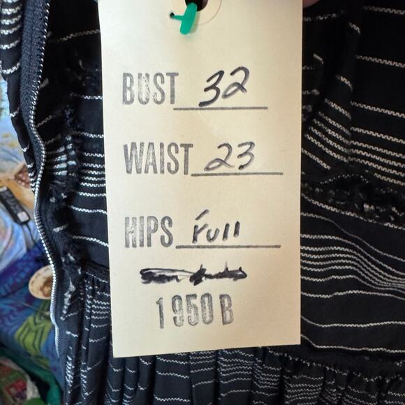 Vintage 1950s Velvet Striped Cotton Fit & Flare Party Dress Cupcake Black White - Picture 15 of 16